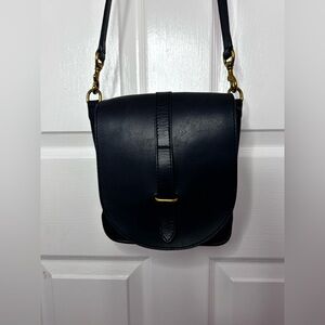 FRYE Black Leather/Suede Saddle Crossbody Front Latch Bag